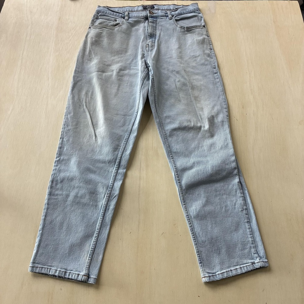 Architect Jean Company Mens 34x32 Light Wash Relaxed Fit Straight Leg Blue Denim